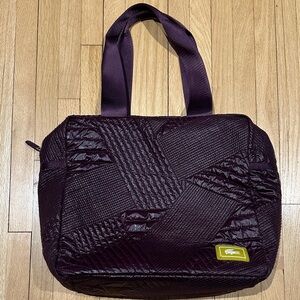 Lacoste Nylon Quilted Plum Tote Bag